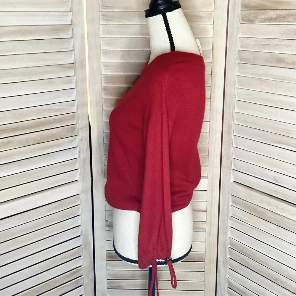 Childress Y2K Red 100% Cashmere Cropped Blouson Pocket Sweater 1 S